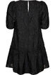 Jacquard dress with sparkly details and puff sleeves, Black, Packshot image number 1