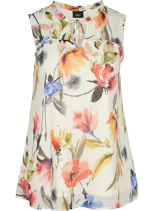 Sleeveless tunic with print and tie detail, Snow White AOP, Packshot image number 0