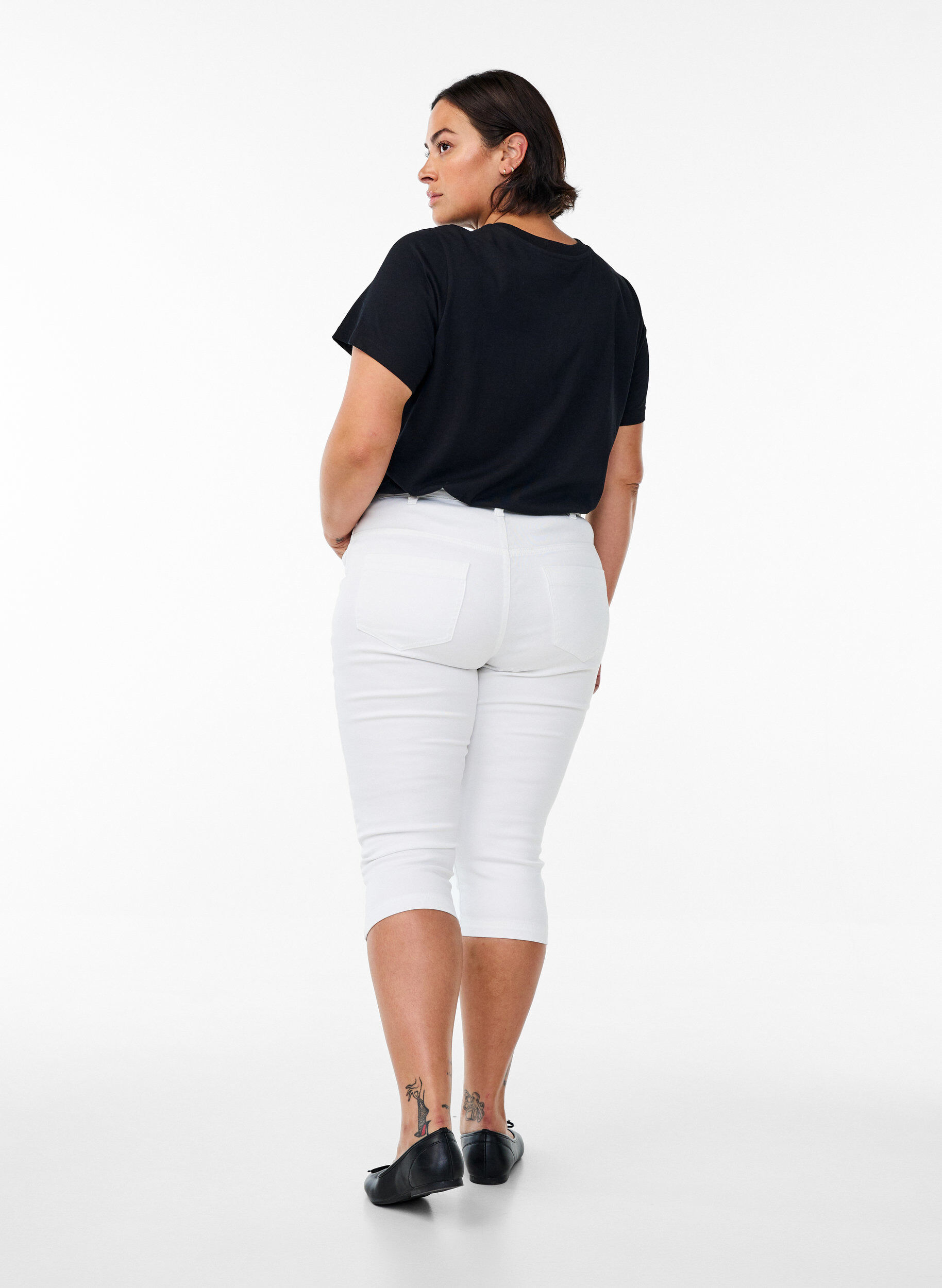 ZizzifashionHigh waisted Amy capri jeans with super slim fit, White, Model image number 1