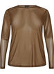 Mesh blouse with long sleeves, Brown, Packshot image number 0