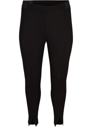Cropped leggings with slits, Black, Packshot image number 0