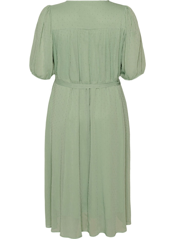 V-neck midi dress with tie fastening, Green, Packshot