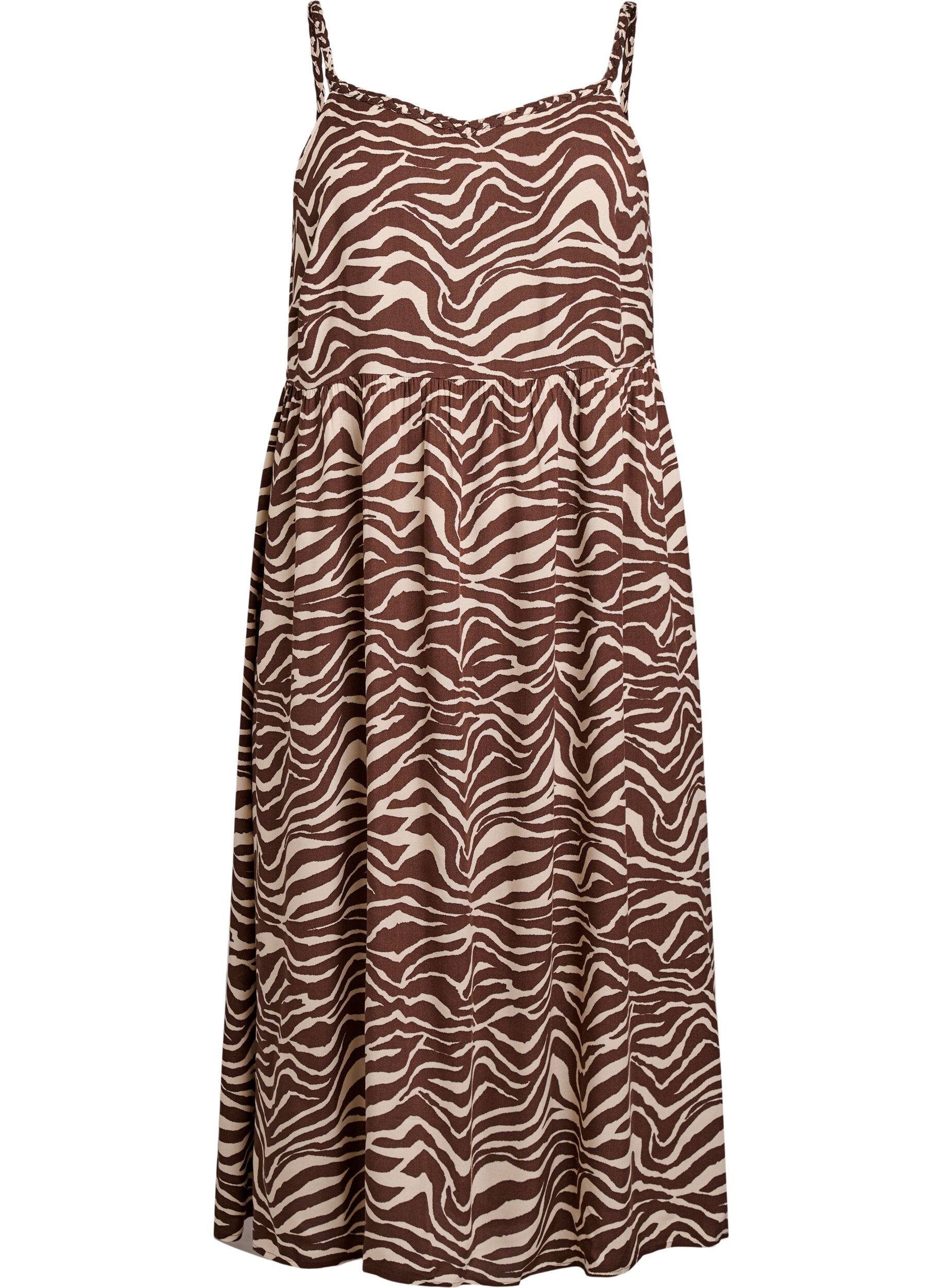 Zizzifashion Midi strap dress with a smocked back, Brown, Packshot image number 0
