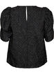 Jacquard blouse with sparkly details and puff sleeves, Black, Packshot image number 1