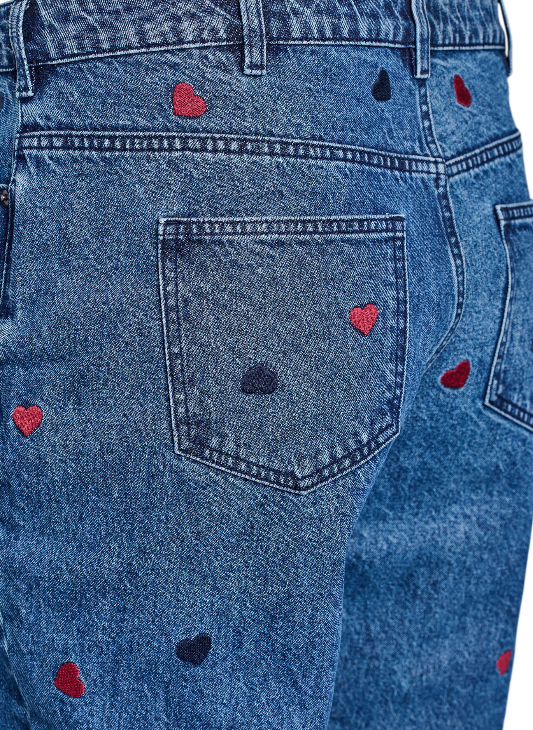 Zizzifashion Mille mom fit jeans with embroidery, Blue, Packshot image number 3