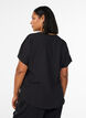 Blouse with short sleeves and a round neckline, Black, Model image number 2