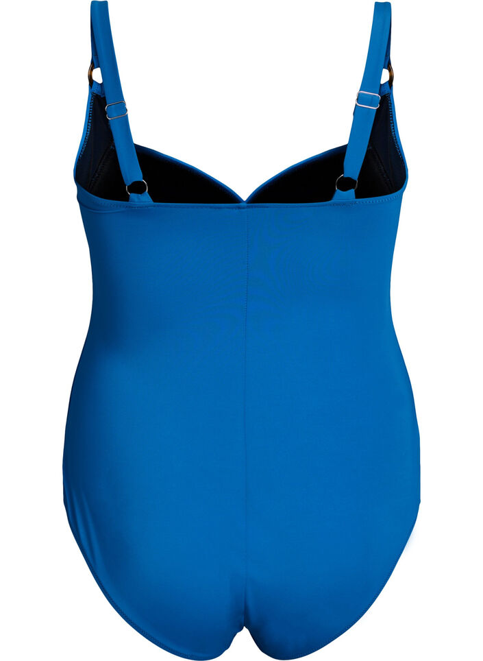 Padded swimsuit with draping, Blue, Packshot image number 1