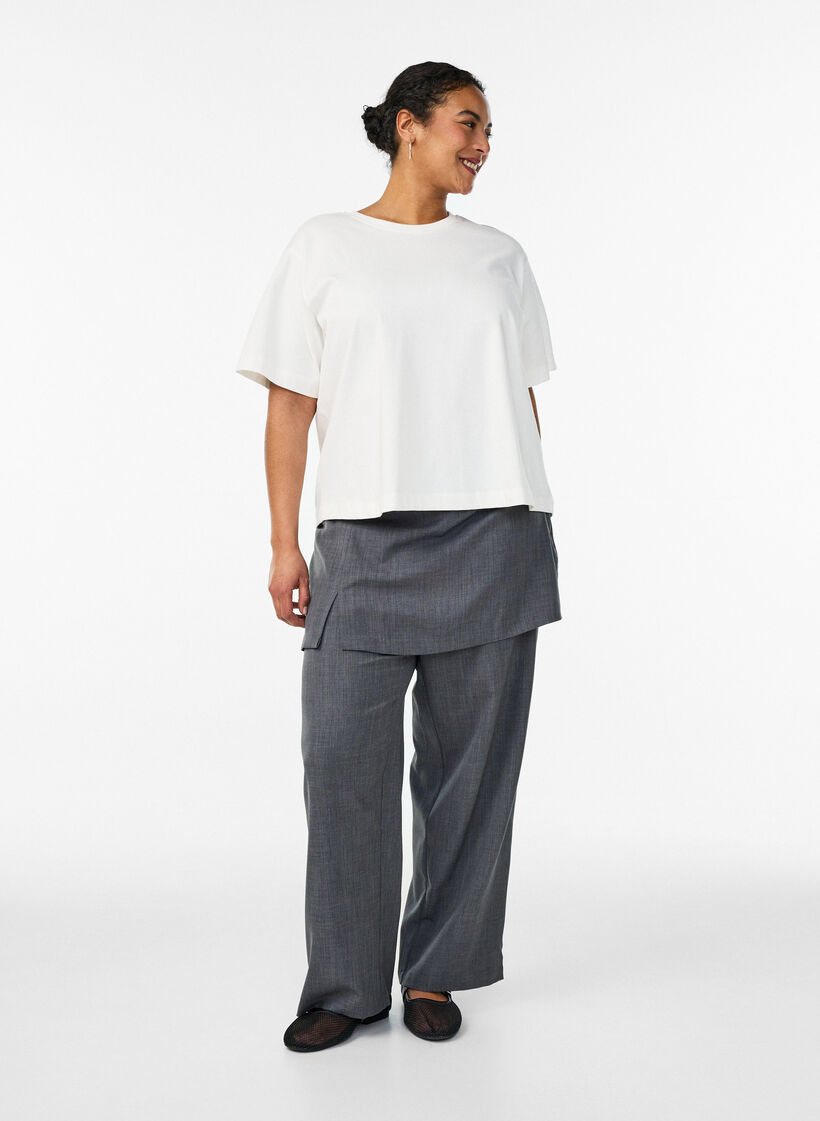 Straight fit trousers with skirt, Dark Grey, Model image number 0