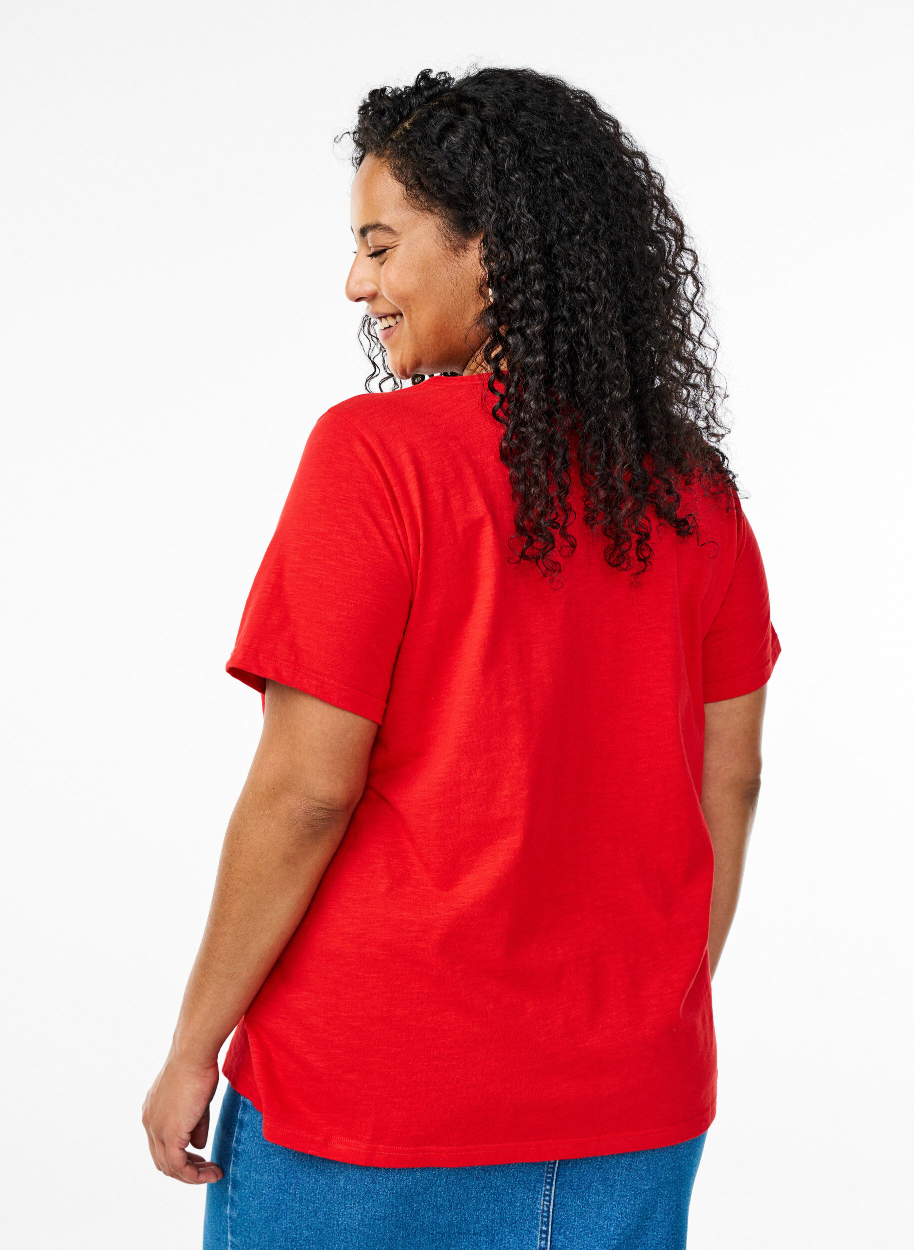 Zizzifashion FLASH - T-shirt with button detail, Red, Model image number 2