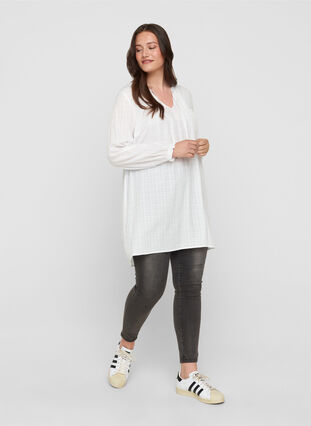 Long-sleeved tunic with tie detail, Bright White, Model image number 2