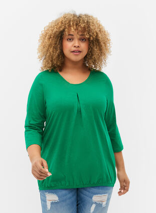Cotton top with 3/4 sleeves, Jolly Green, Model image number 0