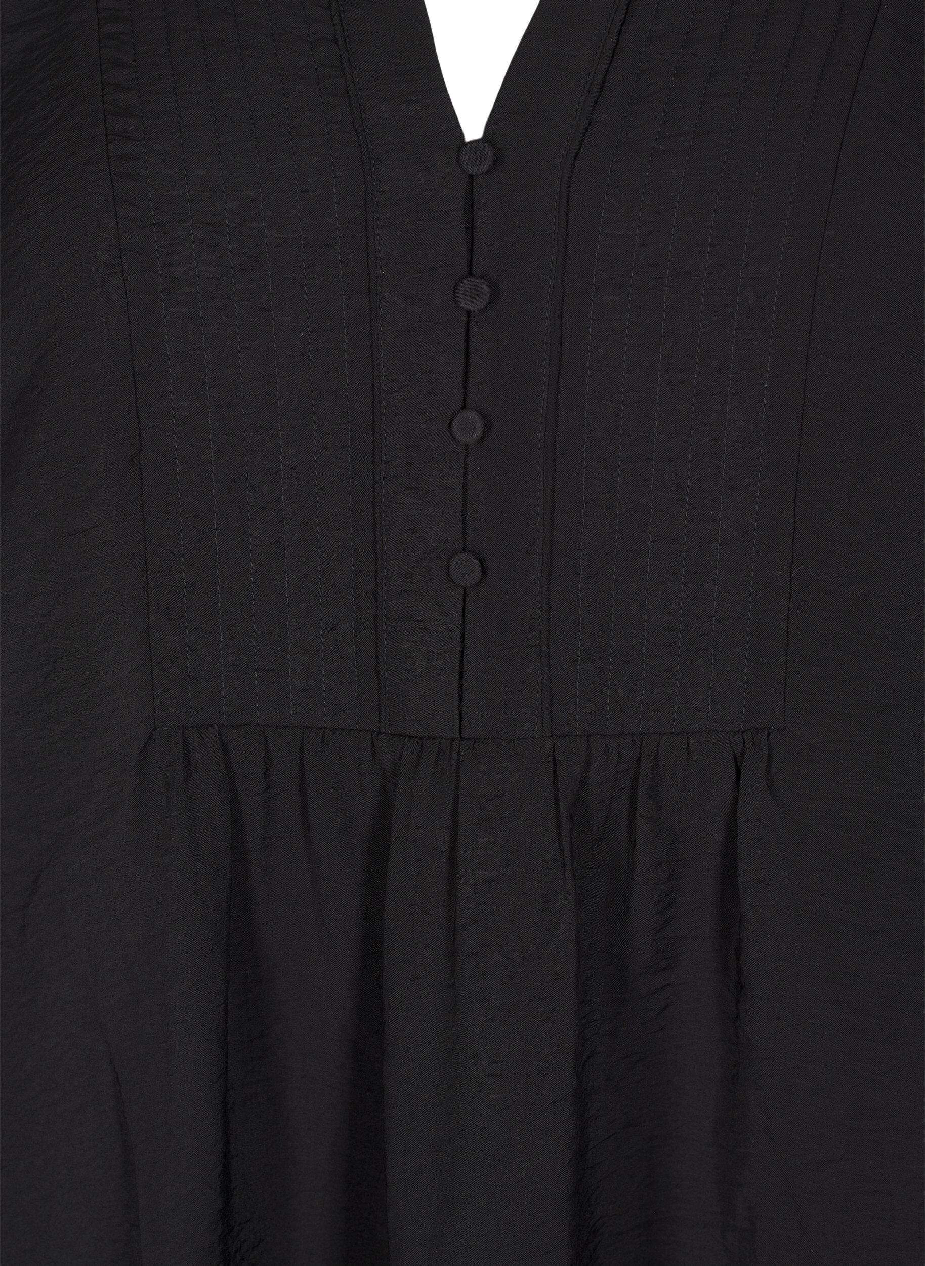 Zizzifashion Long-sleeved blouse with a V-neck, Black, Packshot image number 2