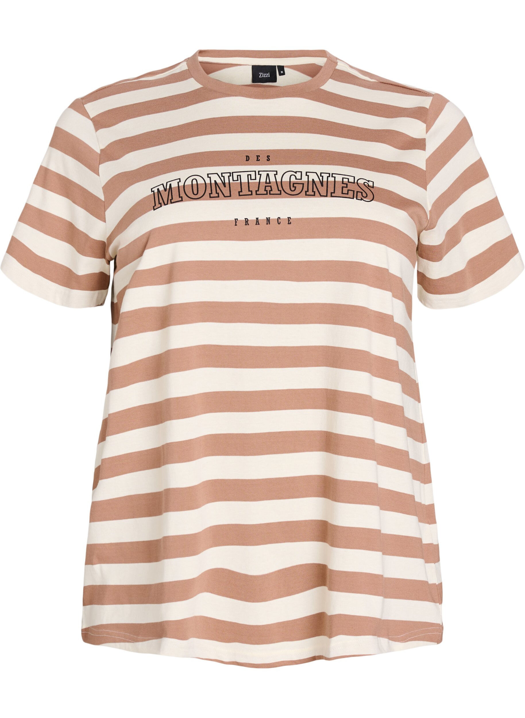 Organic cotton T-shirt with stripes and text
