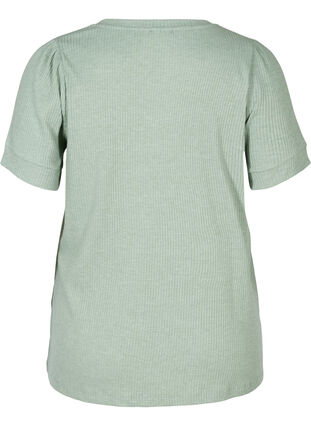 Short-sleeved ribbed t-shirt made from a viscose mix, Lily Pad, Packshot image number 1