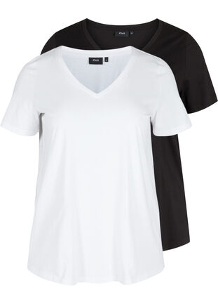 2-pack basic cotton T-shirt, Bright White, Packshot image number 0