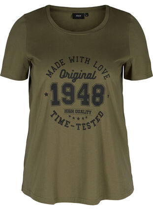 Organic cotton T-shirt with print detail, Ivy Green, Packshot image number 0