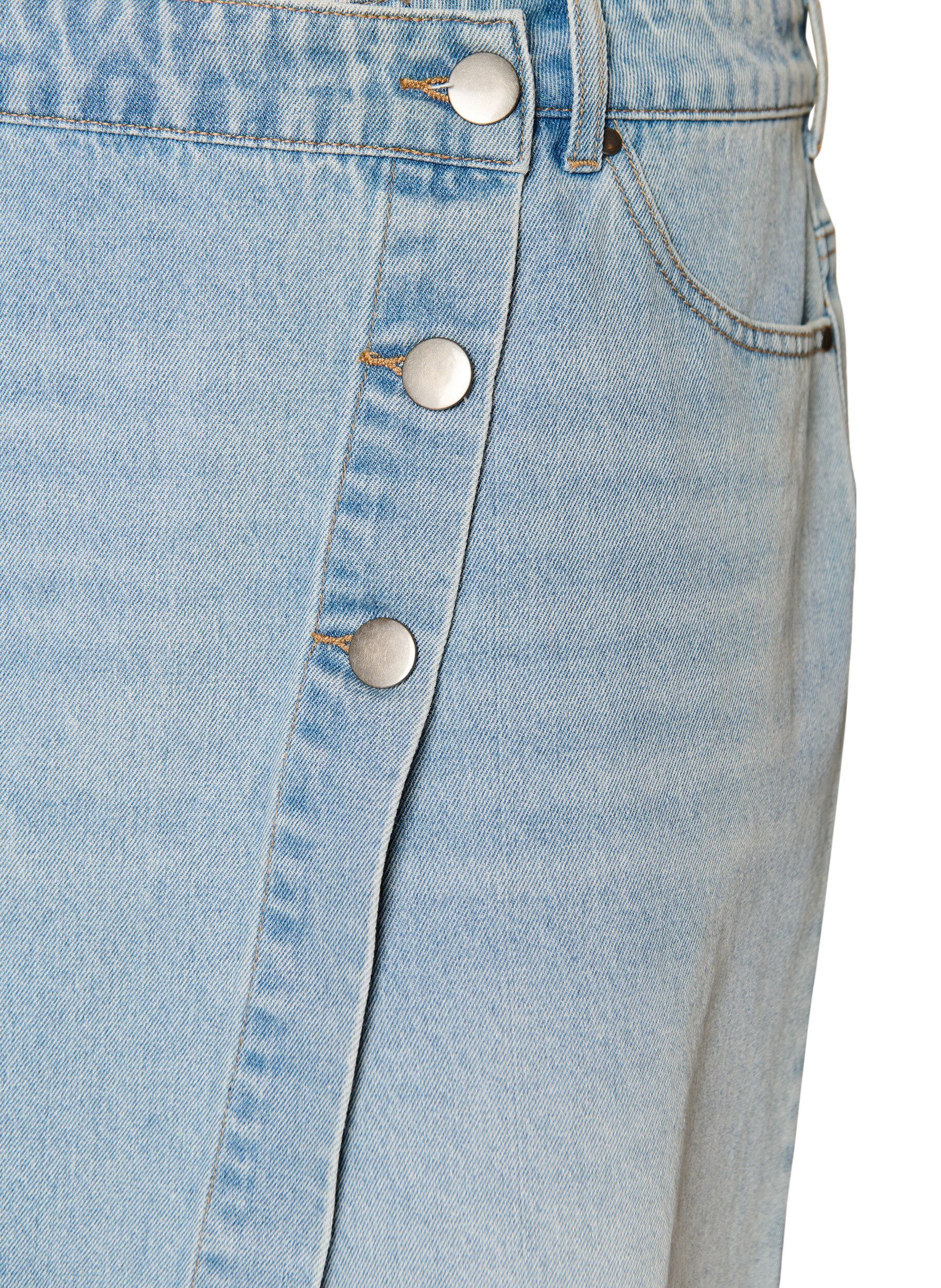 Zizzifashion Denim skorts with a wrap-over effect and high waist, Light Blue, Packshot image number 2
