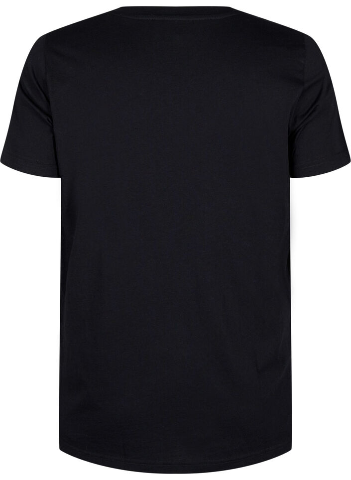 Cotton t-shirt with rhinestone motif, Black w. Dream, Packshot image number 1