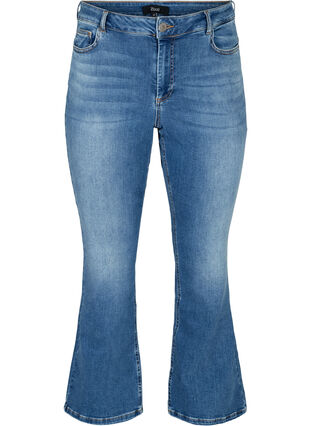High waisted Ellen bootcut jeans, Blue denim, Packshot image number 0