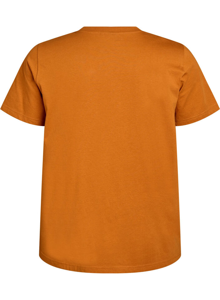 Basic cotton T-shirt with round neck, Orange, Packshot image number 1