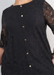 Lace blouse with decorative buttons, Black, Model image number 3
