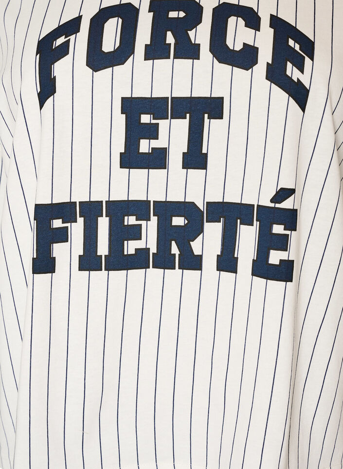 Boxy T-shirt with stripes and statement print, White, Packshot image number 2