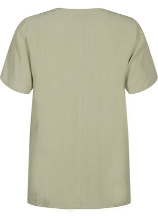 Viscose blouse with short sleeves and pleats, Seagrass , Packshot image number 1
