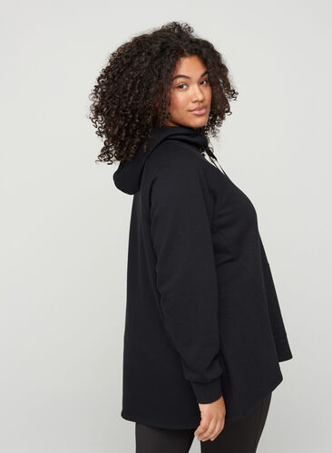 Sweatshirt with pocket and hood, Black, Model image number 1