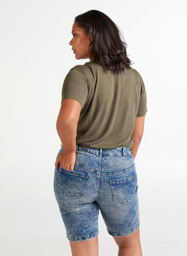 High waisted denim shorts, Light blue denim, Model image number 1