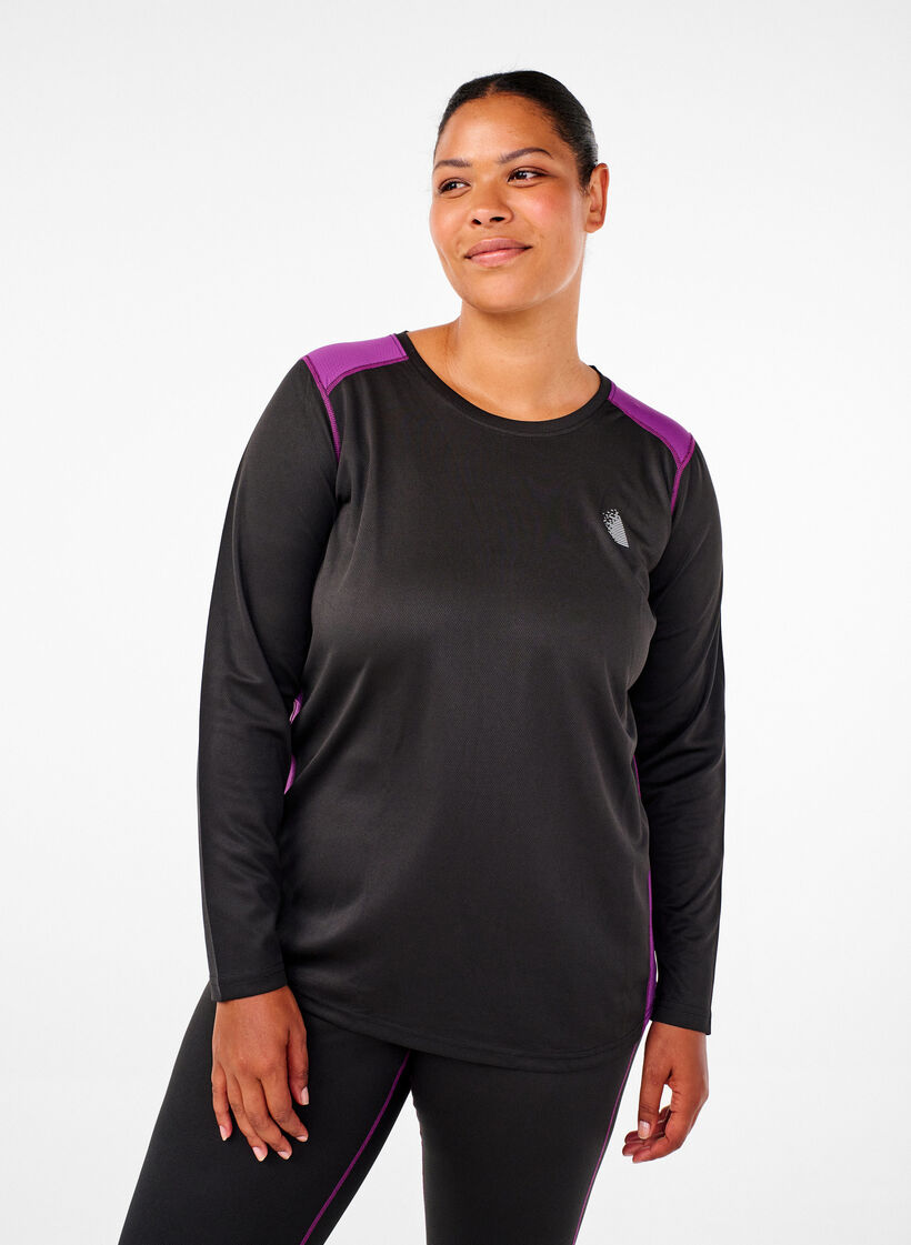 Two-tone thermal top with long sleeves, Black w. Charisma, Model image number 0
