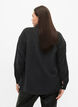 Long sleeve velvet shirt with chest pockets, Black, Model image number 1