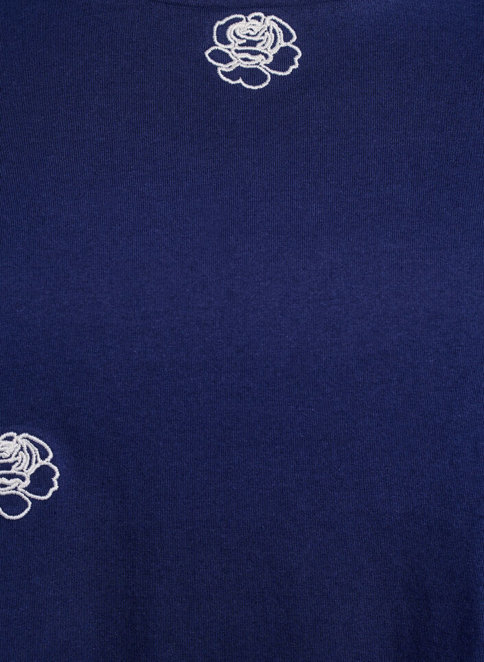 T-shirt in organic cotton with embroidered motifs, Blue, Packshot image number 2