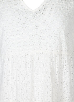 Short-sleeved dress with broderie anglaise, Bright White, Packshot image number 2