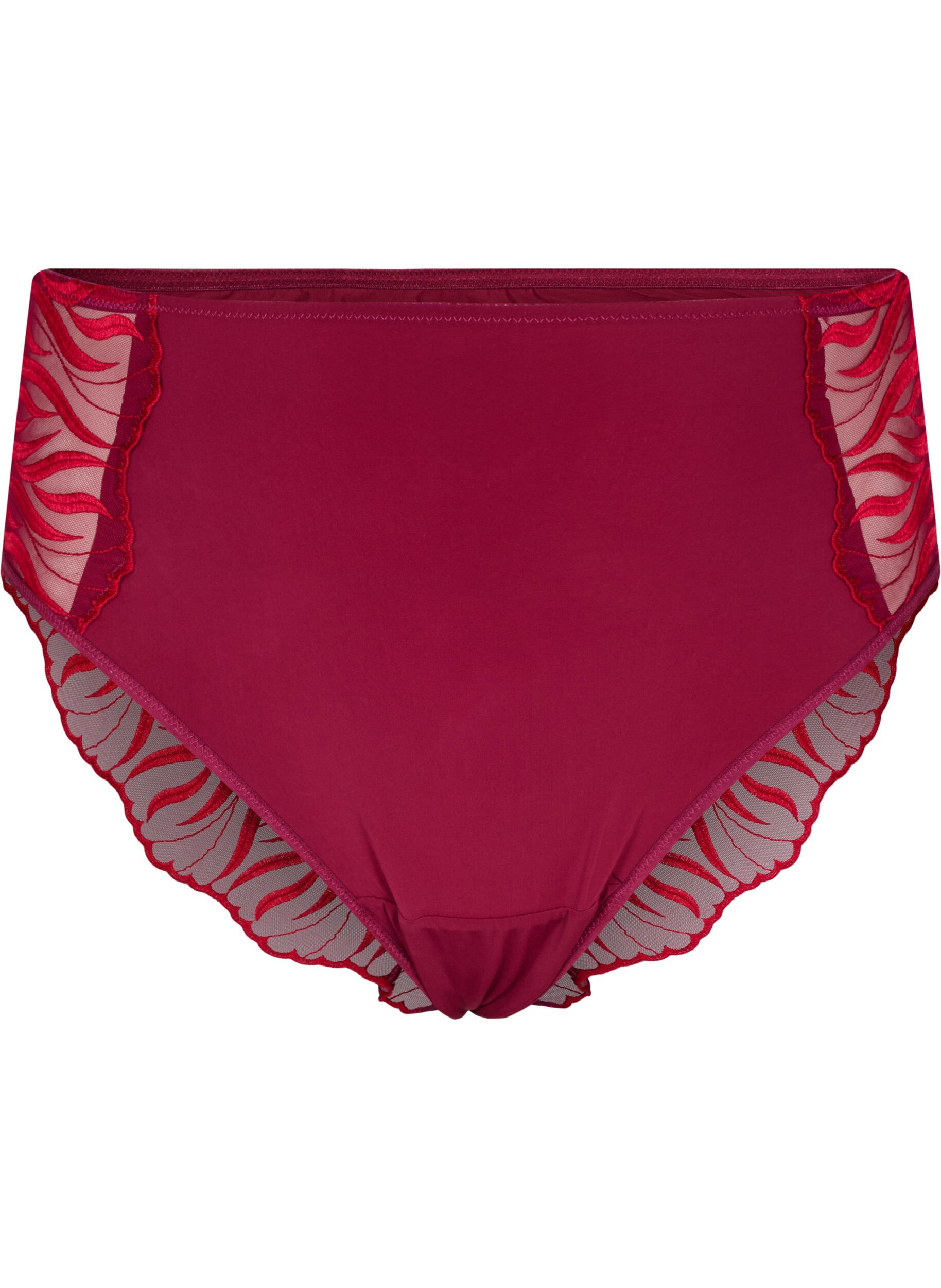Zizzifashion Tai briefs with embroidery and regular waist, Red, Packshot image number 0