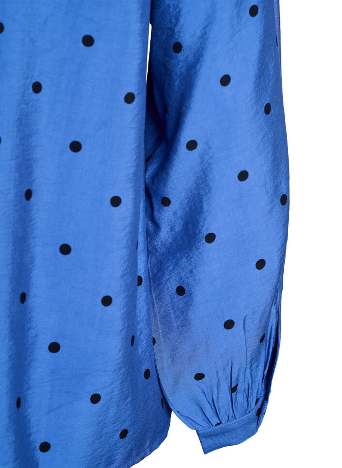 Dotted blouse with long sleeves, Blue, Packshot image number 3