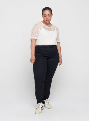 Lace blouse with short sleeves, Vanilla Ice, Model image number 2
