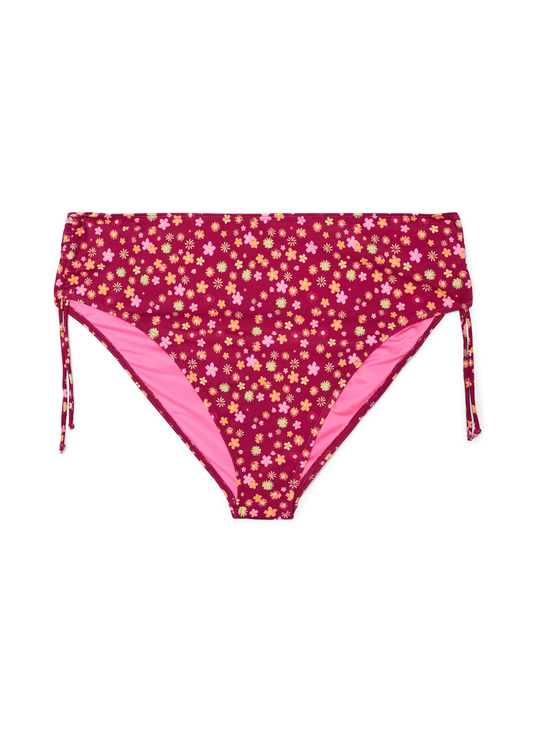 Zizzifashion Tai bikini briefs with tie-fastenings and floral print, Red, Packshot image number 0