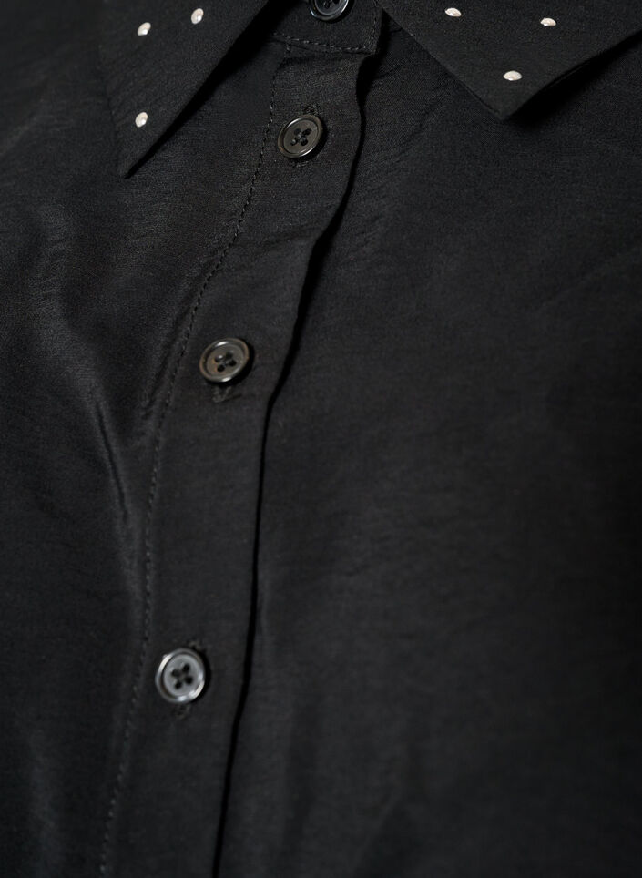 Collar insert with rhinestones and buttons, Black, Packshot image number 2
