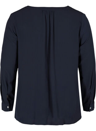 V-neck blouse with button details, Navy Blazer, Packshot image number 1