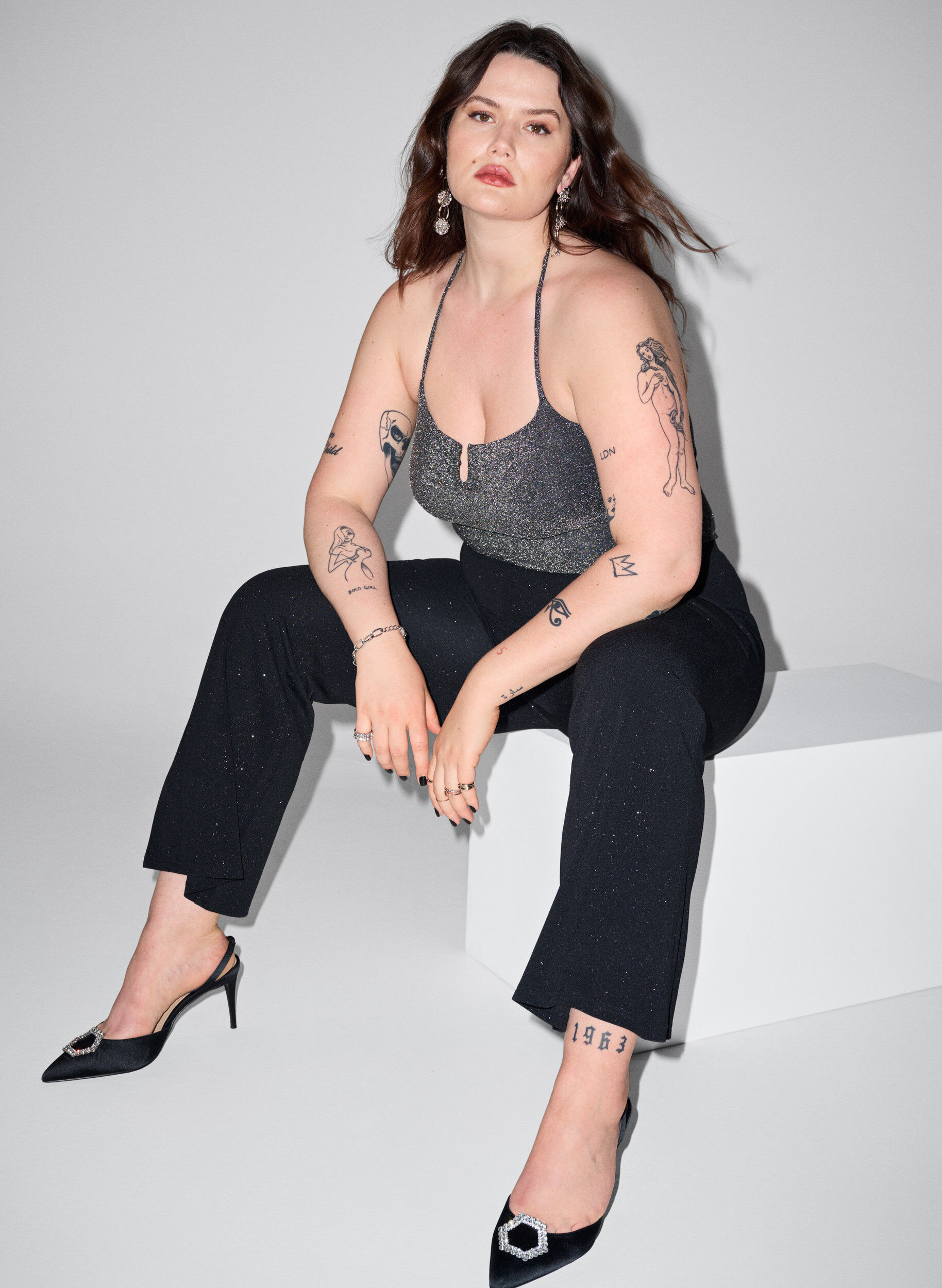 Zizzifashion Silver sleeveless top, Black Silver, Image image number 0