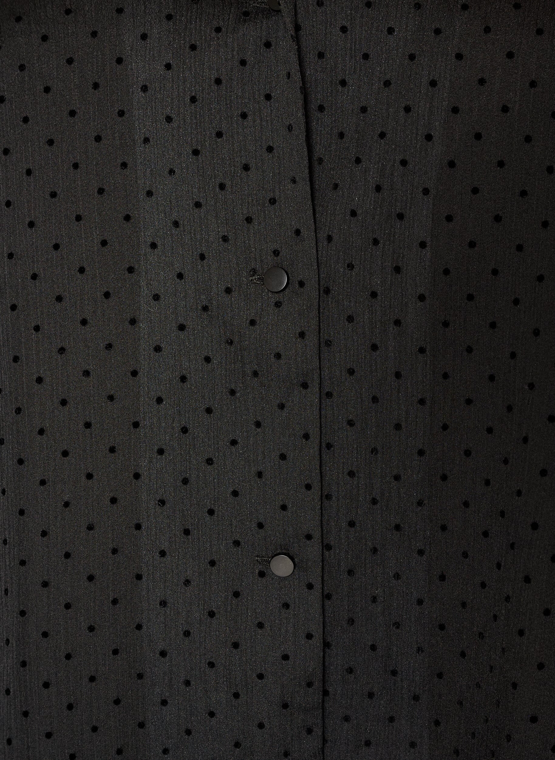 Zizzifashion Polka dot shirt blouse with lapels, Black, Packshot image number 2