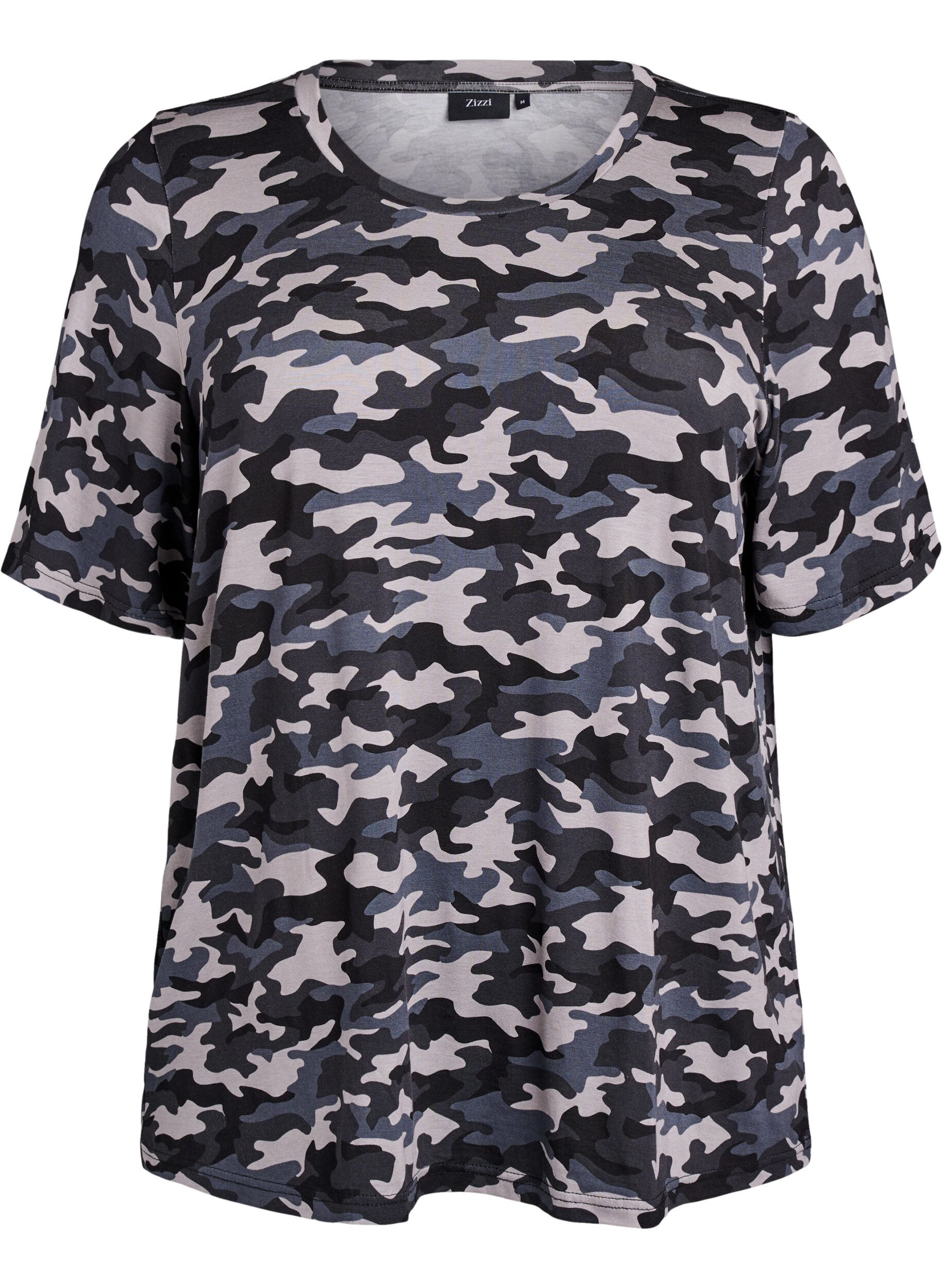 Zizzifashion T-shirt with TENCEL&trade; Lyocell and camouflage print, Grey, Packshot image number 0