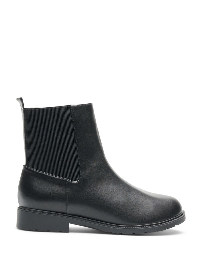 Leather Chelsea boot with elastic panel, Black, Packshot image number 0