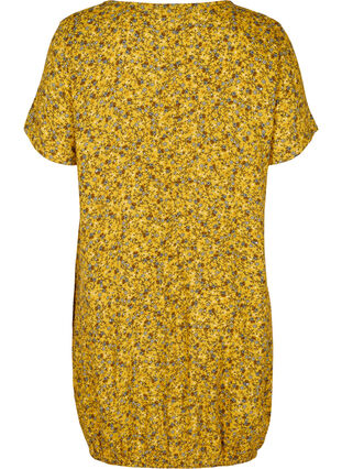 Short-sleeved viscose dress with print, Yellow Ditsy Flower, Packshot image number 1