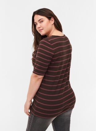 Striped, ribbed cotton t-shirt, Mole Stripe, Model image number 1