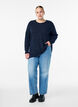 Long-sleeved blouse with texture, Blue, Model image number 1