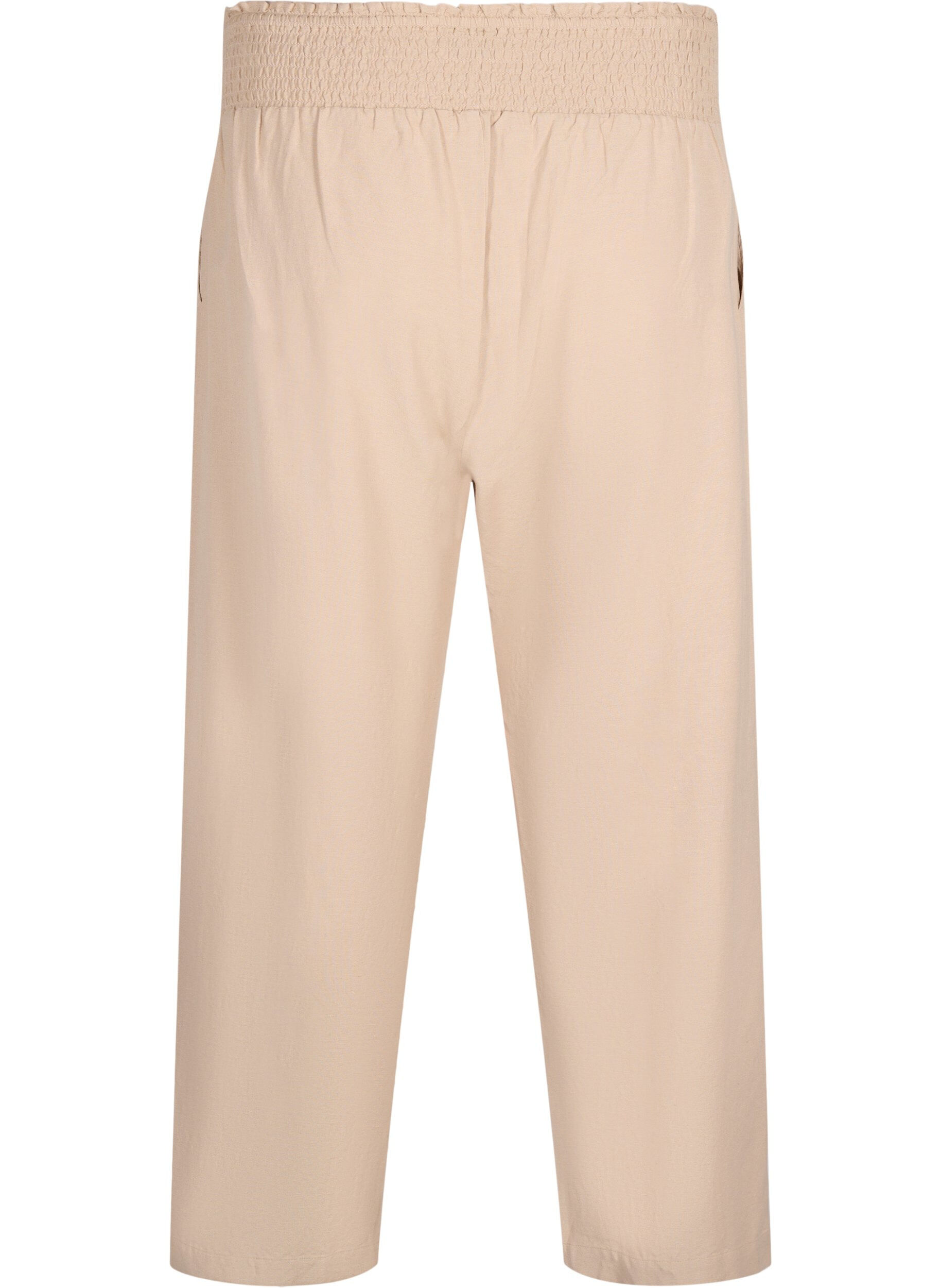 Zizzifashion Smock pants with linen, Beige, Packshot image number 1