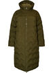 Long hooded puffer jacket with a wave pattern, Green, Packshot image number 0