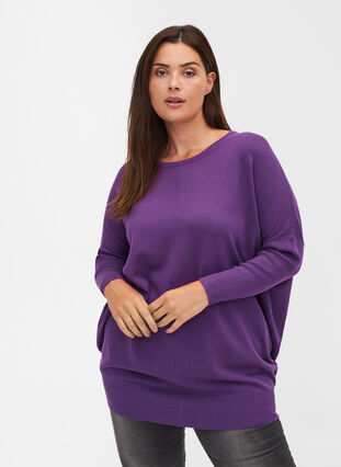 Knitted jumper with round neckline, Majesty, Model image number 0