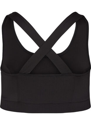 Solid colour cross back sports bra, Black, Packshot image number 1